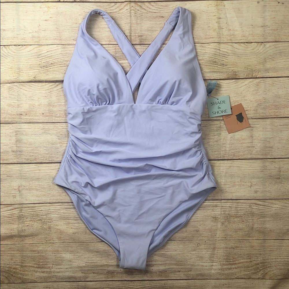 Shade & Shore Lavender Cross-Back One-Piece Swimsuit